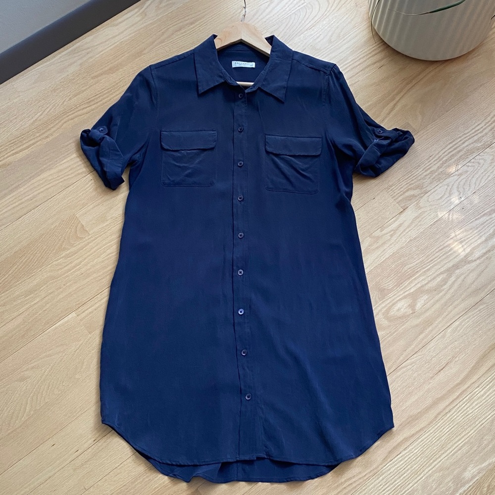 Incredible Dusty Blue EQUIPMENT Silk Shortsleeved Shirtdress